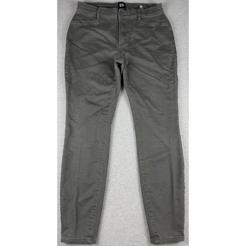 Gap Stretch Skinny Pants Womens 10 Olive Green Mid Rise Chino Casual 30x28